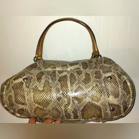 L@@K! BEAUTIFUL Like New B. MAKOWSKY Python embossed Exotic Lrg Leather Satchel - Picture 4 of 16